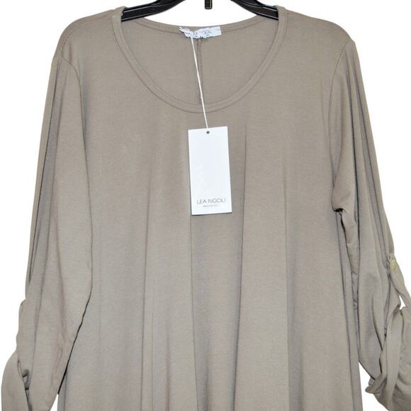 New Lea Rigoli  Made in Italy Boho Asymmetrical Cotton Blend Midi Dress - Picture 5 of 8